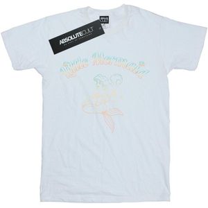 Disney Princess Katoenen T-shirt met kleurverloop voor meisjes van de kleine zeemeermin (152-158) (Wit)