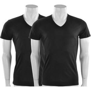 Puma - Basic 2 Pack V-Neck Tee - Zwarte T-Shirts katoen - L