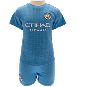 Manchester City FC Baby Crest T-shirt & Korte Broek Set (68) (Hemelsblauw/Wit)