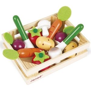 Janod 12 stuks houten groente in houten kistje