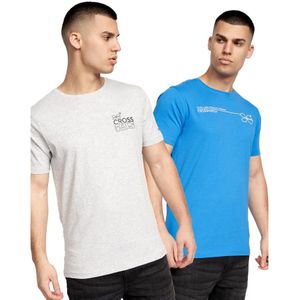 Crosshatch Heren Pentan T-Shirt (Set van 2) (M) (Blauw/Grijs)