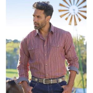 Atlas For Men Mens Striped Poplin Shirt