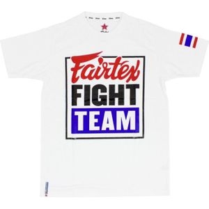Fairtex TST51 Fight Team T-Shirt - Wit - opdruk rood / zwart / blauw - XL