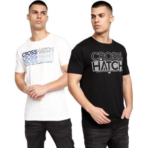 Crosshatch Heren Arnio T-Shirt (Set van 2) (XL) (Zwart/Wit)