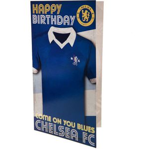 Chelsea FC Retro verjaardagskaart (22cm x 12cm) (Blauw/Goud/Wit)