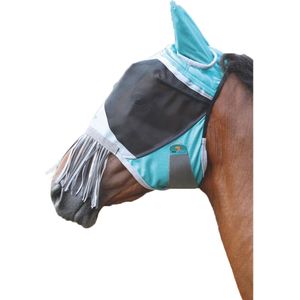 Shires Vliegenmasker paard deluxe met oren en neusrand (Kleines Pony) (Groen)