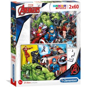 Avengers Puzzel (2x60 stukjes) - Kleurrijk en Stevig