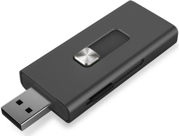 KSIX Card Reader Micro SD - Zwart - Apple Lightning en USB 2.0