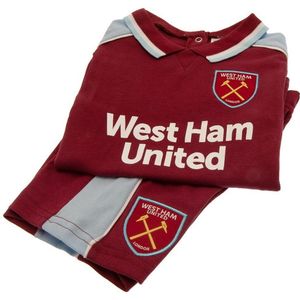 West Ham United FC Baby Crest Shorts & Top Set (68) (Claret Rood/Kleurig Blauw)