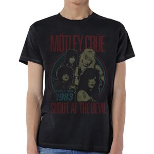 Motley Crue Unisex World Tour Devil Vintage T-shirt voor volwassenen (S) (Zwart)