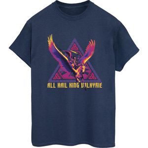 Marvel Dames/Dames Thor Love And Thunder All Hail Valkyrie Katoenen boyfriend T-shirt (S) (Marineblauw)