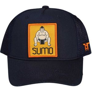 Tokyo Time Sumo Mesh Back Baseball Cap voor volwassenen  (Marineblauw/Oranje)