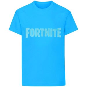 Fortnite Jongens T-shirt Logo Battle Royale (158) (Blauw)