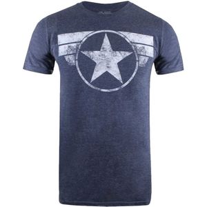 Captain America Heren Logo Heather T-Shirt (XXL) (Heide-Marine)