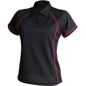 Finden & Hales Dames Coolplus Sportief Poloshirt met pijpleidingen (2XL) (Zwart/Rood)