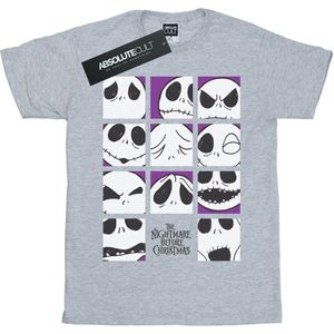 Disney Dames/Dames Nightmare Before Christmas Vele gezichten van Jack Squares Katoenen Vriendje T-shirt (S) (Sportgrijs)