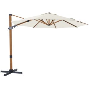 AXI Cyrus Premium Zweefparasol Rond Ø 300 cm in Hout Look / Beige | Ronde Parasol voor tuin met Aluminium Frame | Inclusief kruisvoet & hoes | Kantelbaar & 360° draaibaar