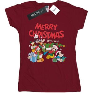 Disney Dames/Dames Mickey And Friends Winter Wishes Katoenen T-Shirt (M) (Bourgondië)