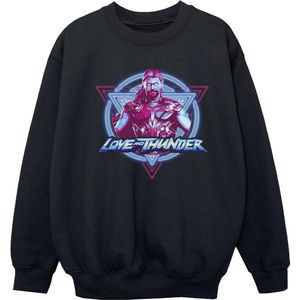 Marvel Meisjes Thor Love And Thunder Neon Badge Sweatshirt (104) (Zwart)