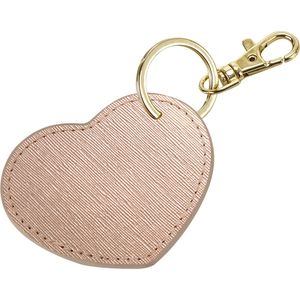 Bagbase Boutique Hart Leder-Look PU Sleutelhanger (7 cm x 6 cm) (Roze Goud)