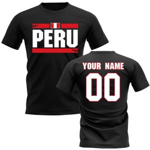 Personalised Peru Fan Football T-Shirt (black)