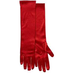Apollo - Lange handschoenen - Satijnen handschoenen - 40 cm - Rood - One size - Gala handschoenen - Lange handschoenen verkleed - Charleston accessoires - Carnaval