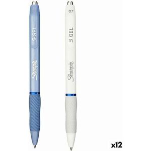 Gelpen Sharpie S-Gel Blauw Wit 0,7 mm (12 Stuks)