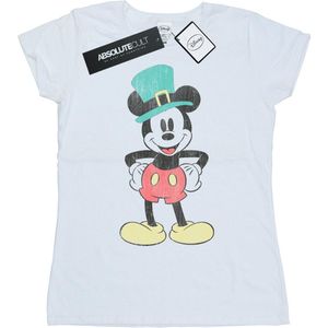 Disney Dames/Dames Mickey Mouse Leprechaun Hoed Katoenen T-Shirt (M) (Wit)