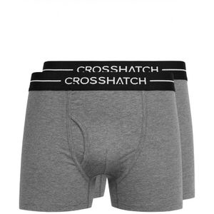 Crosshatch Heren Ambek Boxershorts (Set van 2) (L) (Houtskool mergel)