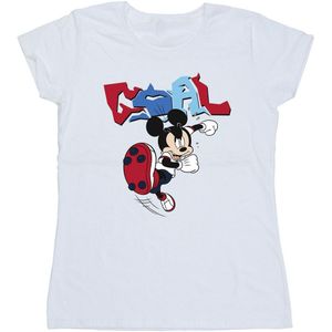 Disney Dames/Dames Mickey Mouse Goal Striker Pose Katoenen T-Shirt (L) (Wit)