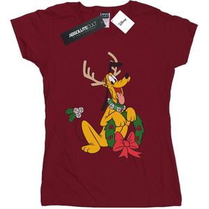 Disney Dames/Dames Pluto Kerst Rendier Katoenen T-Shirt (L) (Bourgondië)