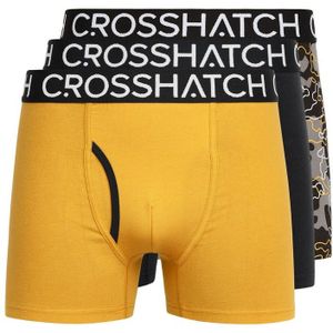 Crosshatch Heren Lynol Boxershorts (Pack of 3) (S) (Geel)