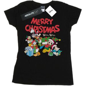 Disney Dames/Dames Mickey And Friends Winter Wishes Katoenen T-Shirt (XXL) (Zwart)