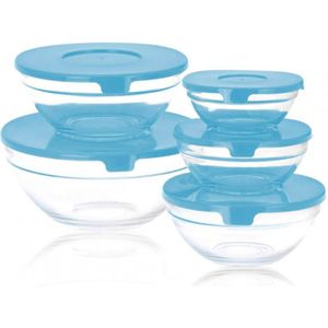 Set 5 Lunchboxen Glass EH Blauw Transparant