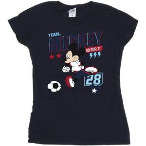Disney Dames/Dames Mickey Mouse Team Mickey Voetbal Katoenen T-Shirt (S) (Marineblauw)
