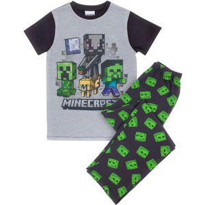 Minecraft Jongens Zombie Pyjama Set (140) (Grijs/Groen/Zwart)