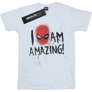 Marvel Dames/Dames Spider-Man I Am Amazing Katoenen Vriendje T-shirt (S) (Wit)
