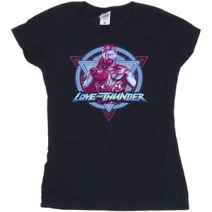 Marvel Dames/Dames Thor Love And Thunder Neon Badge Katoenen T-Shirt (M) (Marineblauw)