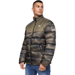 Born Rich Heren Carlito Camo oversized gewatteerde jas (XL) (Olijf)