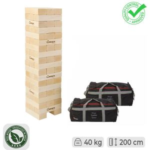 Mega Stapeltoren, tot 200 cm. 40 kg. ECO Hardhout, unieke Jenga toren  Top  Kwaliteit en Klasse