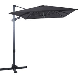 AXI Milad Premium Zweefparasol rechthoekig 200x300 cm in Antraciet / Grijs | Parasol voor tuin met Aluminium Frame | Inclusief kruisvoet & hoes | Kantelbaar & 360° draaibaar