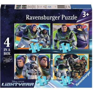 Disney Lightyear Vier puzzels (12+16+20+24 stukjes), 19 x 14 cm