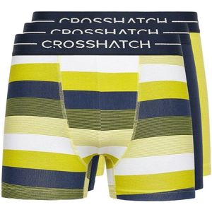 Crosshatch Heren Avocet Boxershorts (Set van 3) (L) (Geel/Navy/Wit)