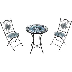 AXI Amélie 3-delige Mozaïek Bistroset Multikleur | Bistro Set met tafel & 2 stoelen | Balkonset van metaal & Siciliaans design