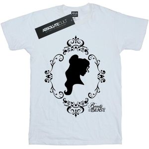 Disney Princess Meisjes Belle Silhouet Katoenen T-Shirt (128) (Wit)