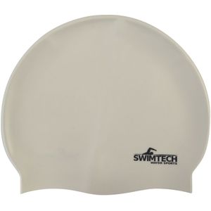 SwimTech Unisex Volwassen Siliconen Zwemkapje  (Wit)