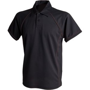 Finden & Hales Heren Piped Performance Sport Polo Shirt (L) (Zwart/Zwart)