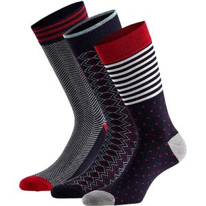Apollo - Bamboe fashion sokken met print - Marine Blauw - 6 Paar - Maat 39/42 - Naadloze sokken - bamboe sokken heren