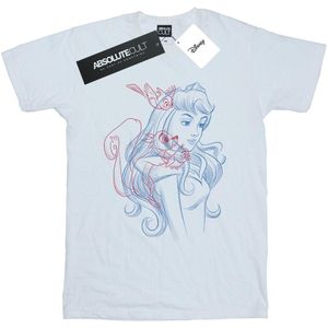 Disney Meisjes Aurora Dieren Schets Katoen T-Shirt (104) (Wit)