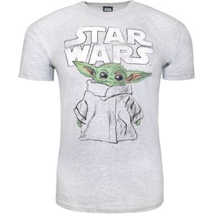 Star Wars: The Mandalorian Unisex Volwassene Het Kind Schets T-Shirt (XL) (Heide Grijs)